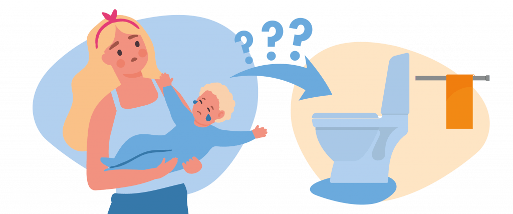 Mother Baby cry toilet
